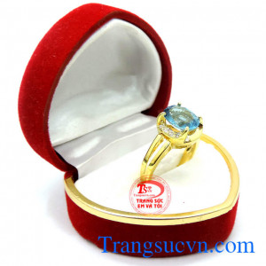 Nhẫn nữ topaz sang trọng. Nhẫn nữ vàng 14k đá topaz 