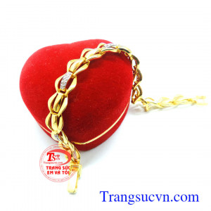 Lắc nữ 2 màu thiết kế tinh tế, vàng sáng, bền màu. Lắc nữ vàng 10k tinh xảo