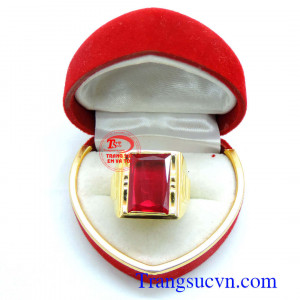 Nhẫn nam vàng 10k đá đỏ