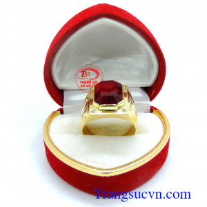Nhẫn nam tinh tế gắn đá đỏ giá rẻ đảm bảo chất lượng vàng