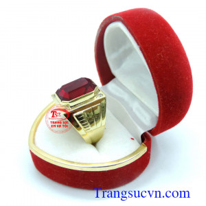 Nhẫn đá đỏ vàng 10k sang
