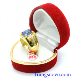 Nhẫn nam vàng tây mặt đá nhỏ