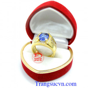 Nhẫn nam vàng tây mặt đá nhỏ