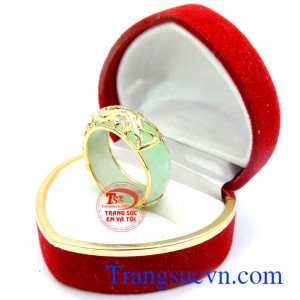Nhẫn ngọc cẩm thạch bản nhỏ bọc rồng