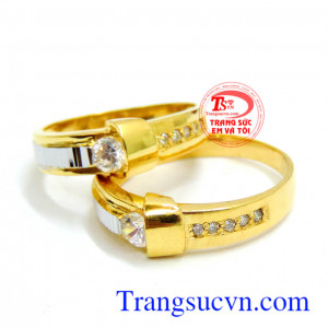 Cặp nhẫn cưới vàng tây cho tình yêu kết trái tim cùng nhịp đập