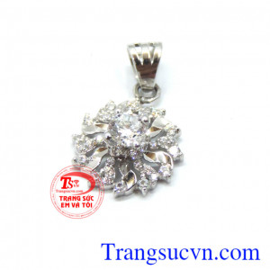 Mặt Hoa nắng vàng 18k trắng sáng đeo bền đẹp.