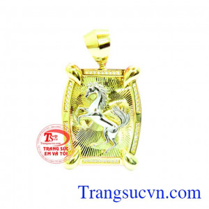 Mặt dây chuyền ngựa tuổi ngọ korea, Mặt ngọ 2 màu sang trọng,