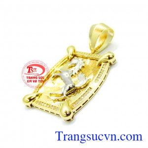 mặt dây chuyền nam sang trọng, vàng 10k bền màu, thiết kế tinh tế cho người tuổi ngọ, Mặt dây chuyền ngựa tuổi ngọ korea
