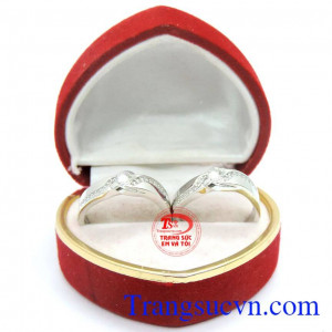 Nhẫn cưới minh chứng tình yêu, nhẫn cưới vàng trắng 10k đẹp