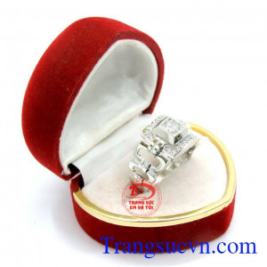 Nhẫn nam vàng trắng 10k kiểu đẹp