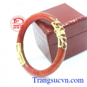Bảo hành uy tín, giao hàng toàn quốc. Vòng ngọc cẩm thạch đỏ bọc vàng 10k