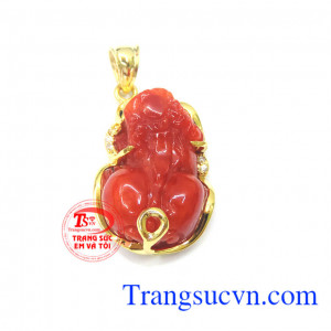 Tỳ hưu màu đỏ vàng 14k chất lượng vàng đảm bảo,