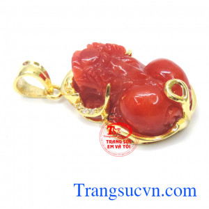 Tỳ hưu màu đỏ vàng 14k