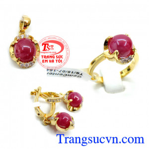 Trang sức Ruby bộ trang sức đá quý ruby thiên nhiên vàng 14k,chất lượng đảm bảo,có giấy kiểm định vàng và đá quý.