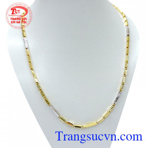 Dây nam đốt trụ may mắn, dây chuyền nam vàng 10k thiết kế khúc khắc hoa văn chìm sáng, nổi bật, phong cách nhỏ mà cá tính