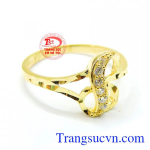 Thiết kế kiểu dáng đơn giản. Nhẫn nữ vàng tây 10k chữ S
