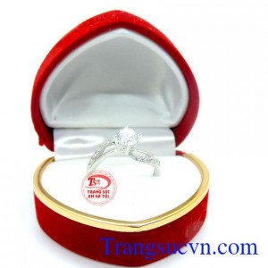Nhẫn nữ vàng trắng 18k thời trang. Nhẫn nữ đá quý tinh yêu còn mãi