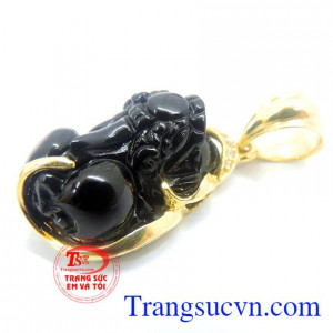 tỳ hưu thu tích tiền tài,may mắn,mặt tỳ hưu đen dành cho nam,vàng đảm chất lượng