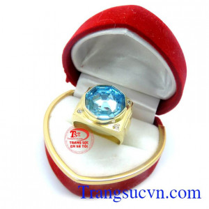 Nhẫn nam vàng 10k đá xanh rẻ