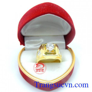 Nhẫn nam vàng tây gắn kim cương món quà ý nghĩa dành cho nam tinh tế