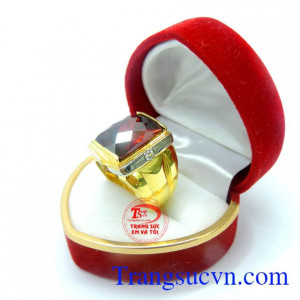 Nhẫn nam vàng tây giá rẻ đá đỏ
