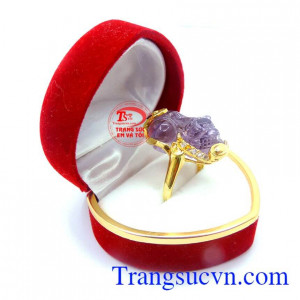Nhẫn nữ vàng tây dành cho phái đẹp. Nhẫn nữ tỳ hưu vàng 10k đá tím