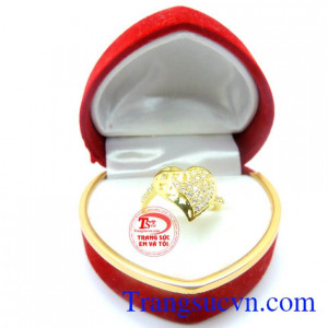 Nhẫn nữ mặt trái tim vàng 10k