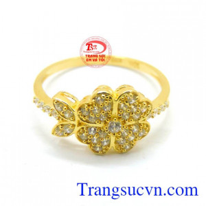 Nhẫn nữ vàng 10k mặt hoa đẹp