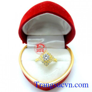 Nhẫn nữ vàng đính kim cương 5 ly