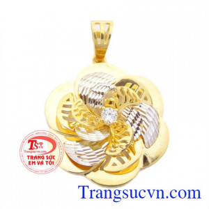 Mặt nữ hoa óng ánh vàng 10k đẹp.