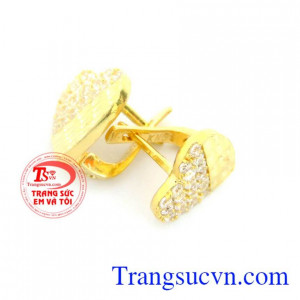 Đôi hoa tai trẻ trung,hoa tai vàng tây,Hoa tai vàng tây 10k đôi trái tim