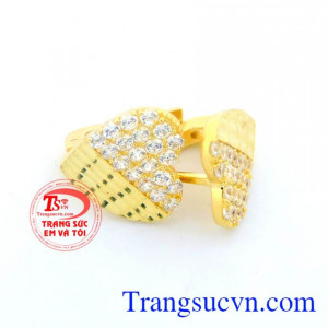 hoa tai vàng tây chế tác tinh xảo, mang đến vẻ đẹp thời trang quý phái cho người đeo,Hoa tai vàng tây 10k đôi trái tim