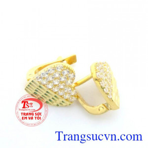 Thích hợp làm quà tặng cho người thân và bạn bè,Hoa tai vàng tây 10k đôi trái tim