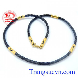 Dây da thật bọc vàng 6 đốt