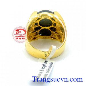 Nhẫn nam mạnh mẽ mặt đá sapphire