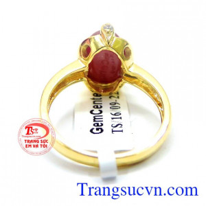 Nhận order kiểu dáng. Nhẫn nữ ruby sao thiên nhiên vàng 14k