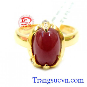 Ruby thiên nhiên chuẩn chất lượng. Nhẫn nữ ruby sao thiên nhiên vàng 14k