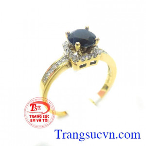 Nhẫn nữ đá sapphire vàng 10k
