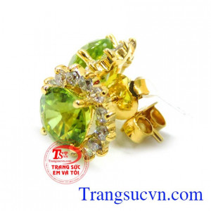 Hoa tai đá peridot thiên nhiên đẹp