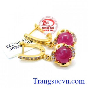 Hoa tai nữ ruby thiên nhiên quý phái