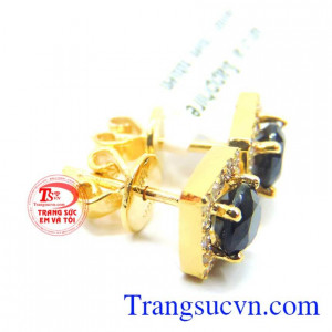 Hoa tai saphire nữ vàng 10k
