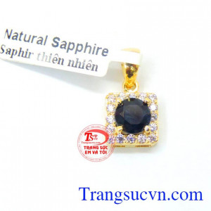 Mặt nữ saphire vàng 10k đẹp mặt nữ đá quý bọc vàng 10k sang trọng.