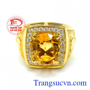Đá vàng thạch anh vàng dành cho nam mệnh kim, vàng 14k
