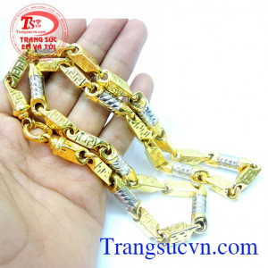 Dây chuyền nam vàng to đẹp và đẳng cấp, dây vàng 10k mắt đốt vàng trắng kết hợp với đốt vàng màu, chất lượng vàng đảm bảo