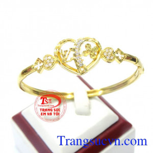 Vòng vàng theo yêu cầu. Vòng tay vàng tây 10k trái tim