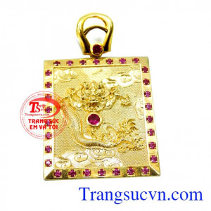 Mặt phù hợp đeo cùng dây chuyền vàng tây,bộ trang sức vàng cho nam sang trọng, Mặt dây vàng rồng quyền uy