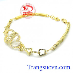 Lắc vàng nữ giao hàng toàn quốc. Lắc nữ đôi trái tim chung tình