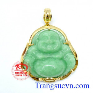 Mặt phật di lặc jadeite bọc vàng mặt dây chuyền đẹp,