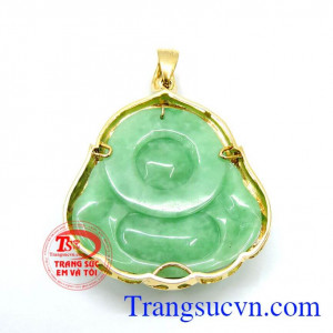 Mặt phật di lặc jadeite bọc vàng