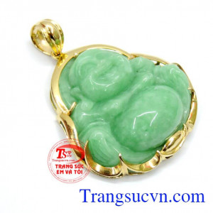 mặt di lặc bọc vàng 10k tinh tế, mặt ngọc cẩm thạch chuẩn chất lượng, đeo phong thủy, mang lại may mắn tiền tài